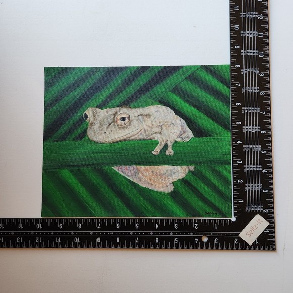 Frog Acrylic Painting Canvas Original 8x10 Handmade - Picture 3 of 4